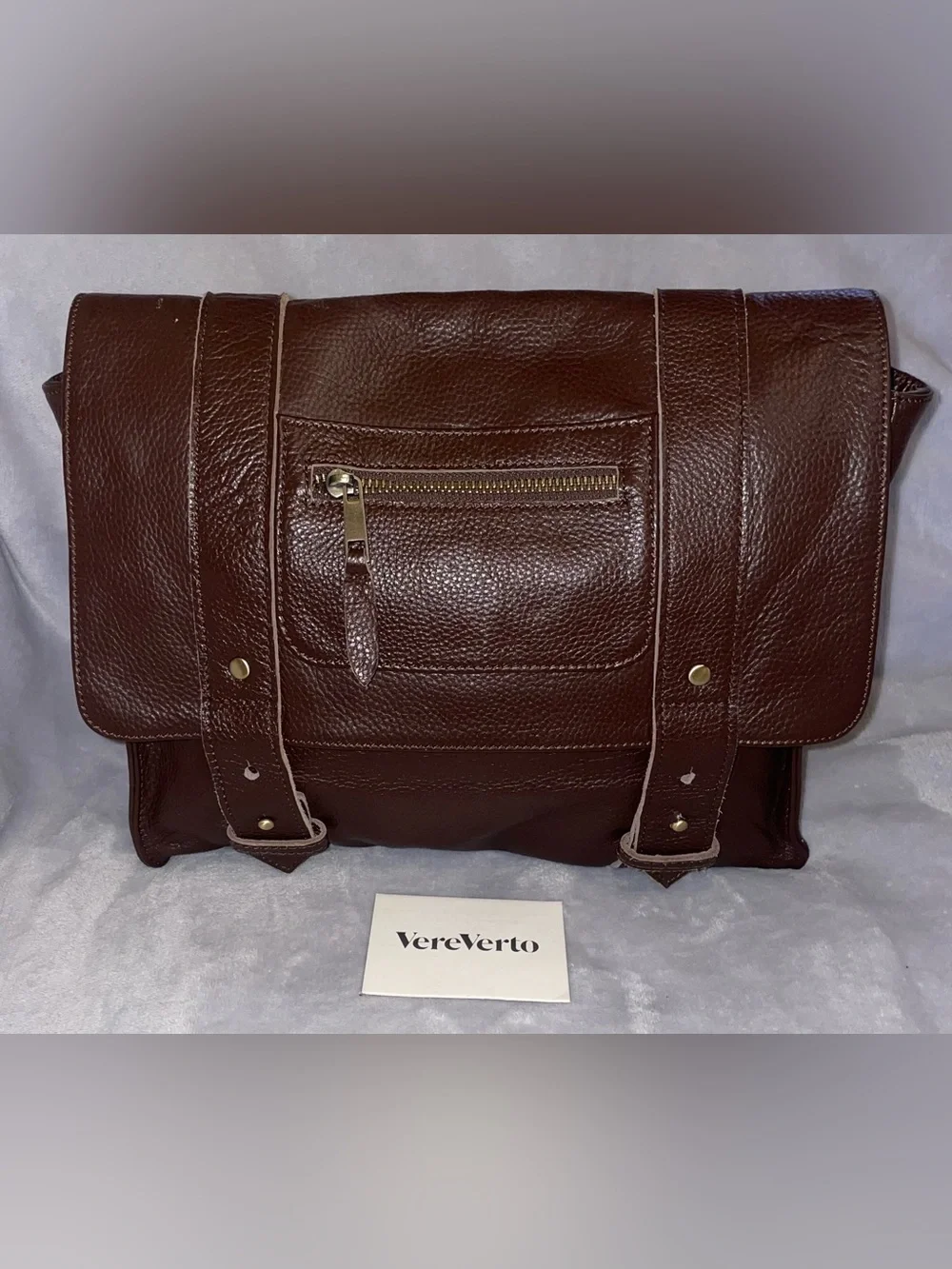 VereVerto NWOT Repetto Brown Pebble Leather Convertible Backpack Messenger Bag